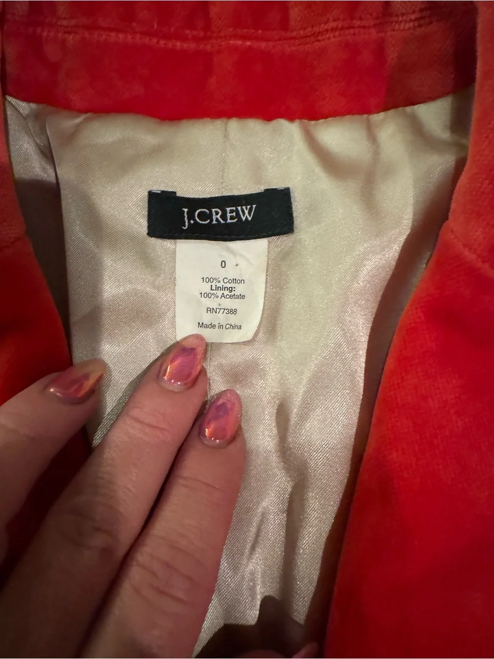J. Crew Red Velvet Blazer Jacket